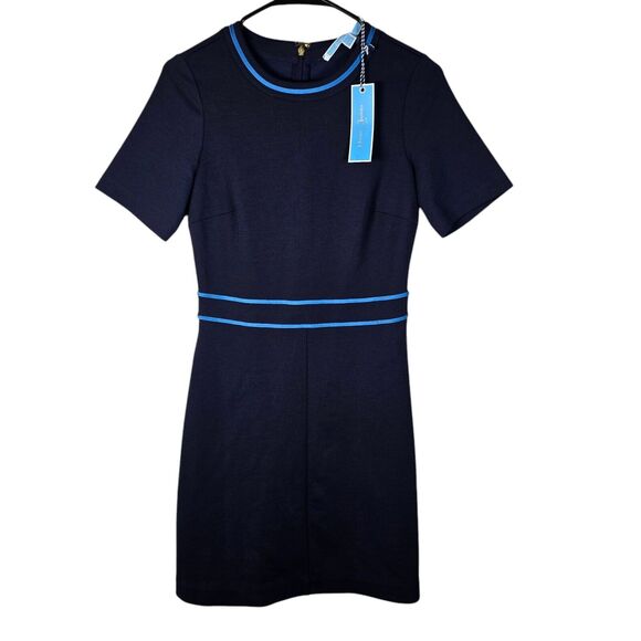 Draper James Dress Womens XS Navy Blue Persley Ponte Fit Flare Old Money Work - Picture 2 of 6